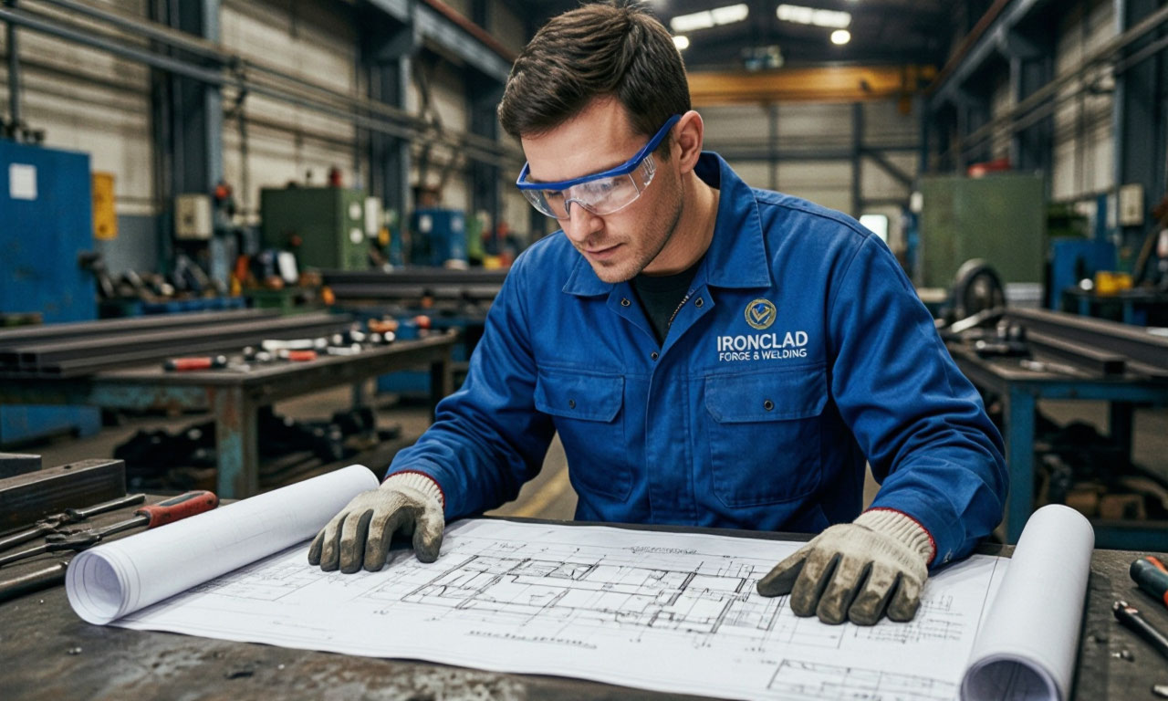 Designer reviewing architectural drawings