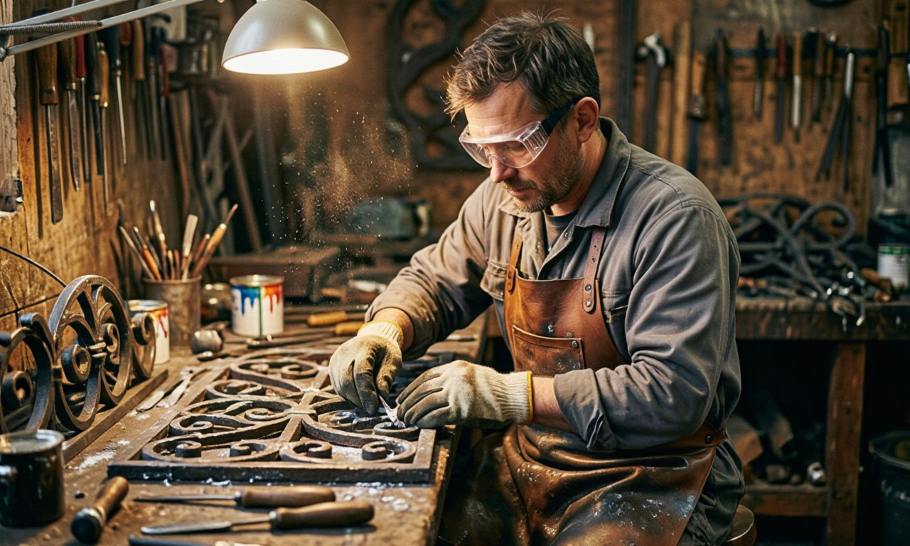 Restoration work on antique ironwork